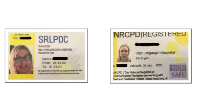BSL Translator ID Cards